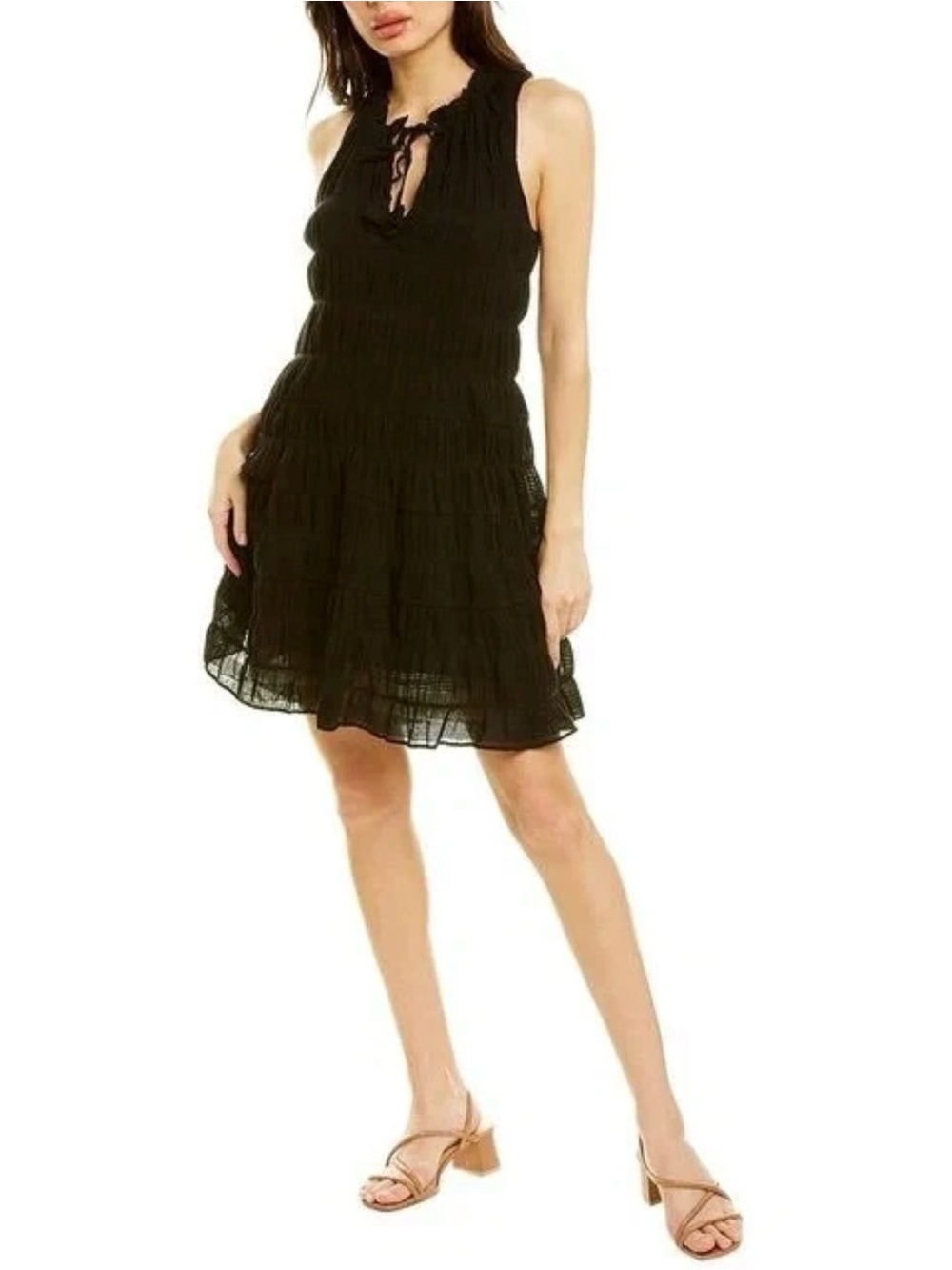 Max Studio Black Sleeveless Tiered Mini Dress